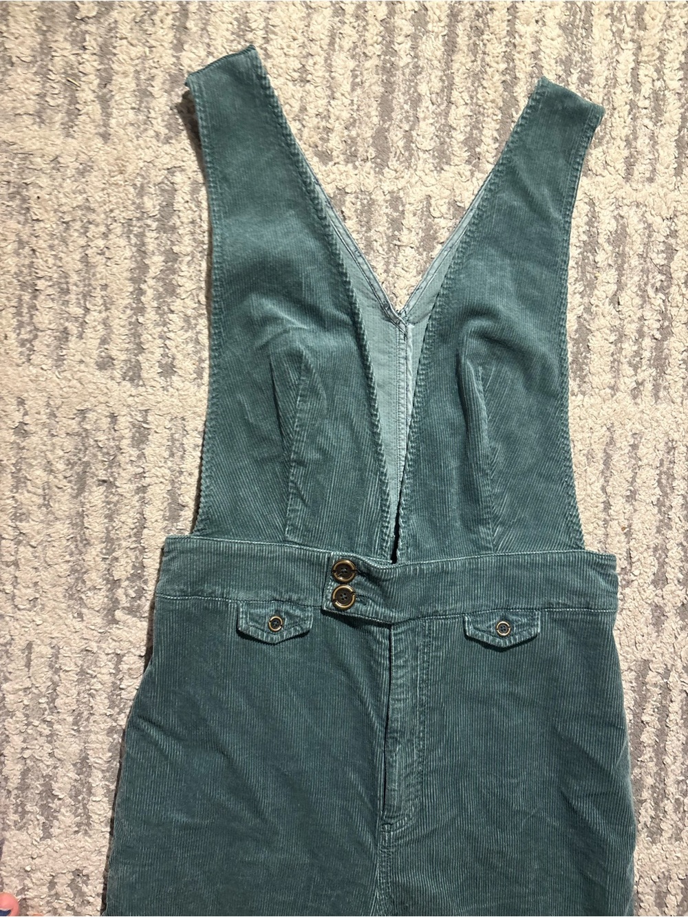 Pilcro Anthropologie green corduroy wide leg overalls jumpsuit size 28 - Picture 4 of 6